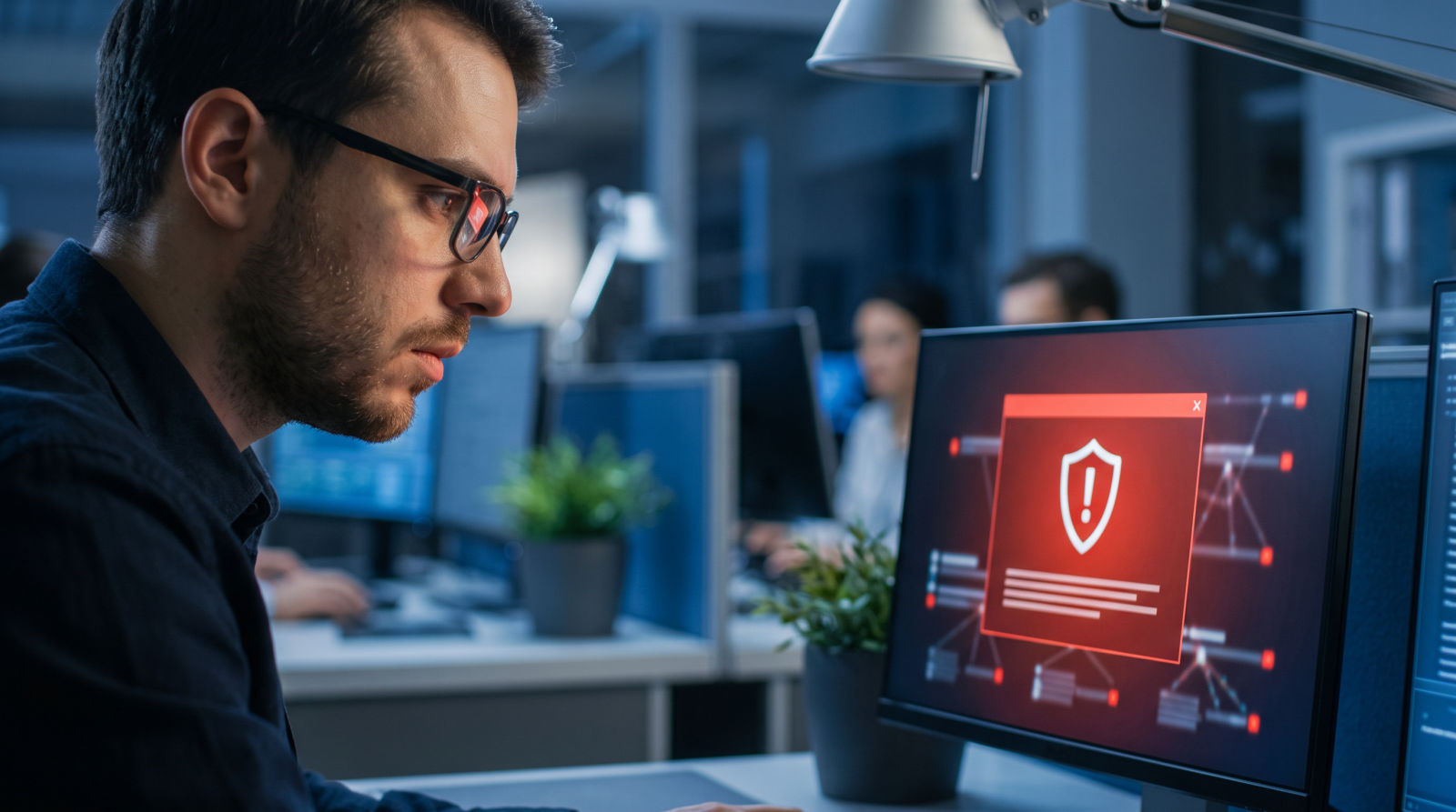 Analista revisando una alerta de seguridad en pantalla